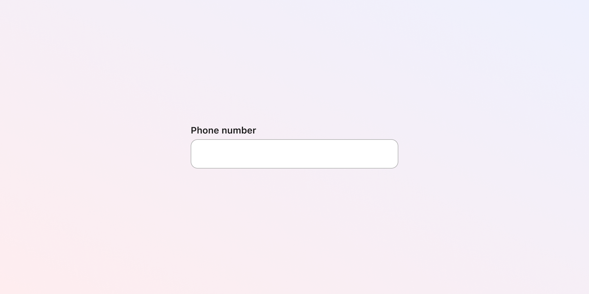 A text input with label for phone number.